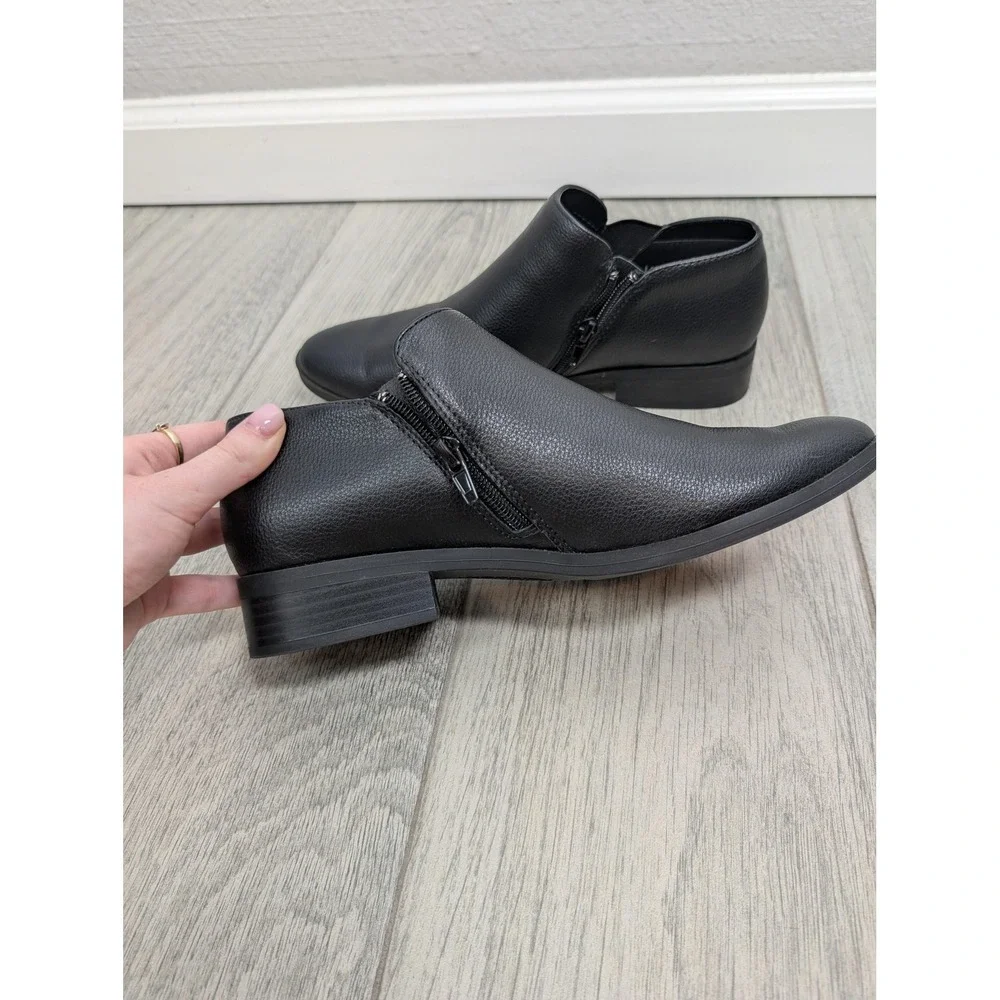 Kensie Sammy Shoes Womens Size 8 Black Chelsea‎ Ankle Boots Side Zip Low Heel